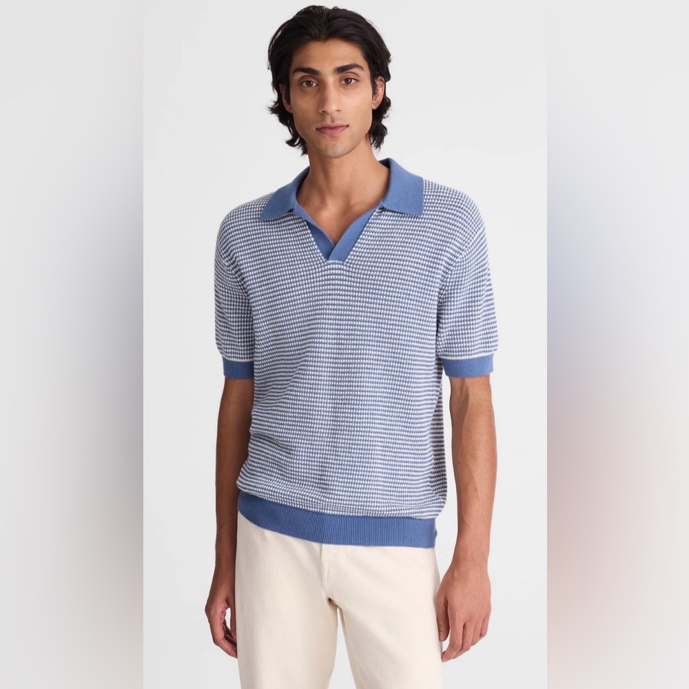 Madewell Blue and White Knit Polo
